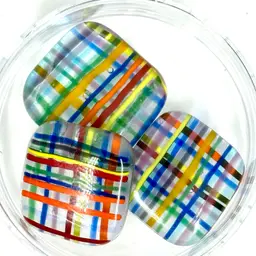 3 Artist Made Fuse glass Cabochons - w/Container (3)