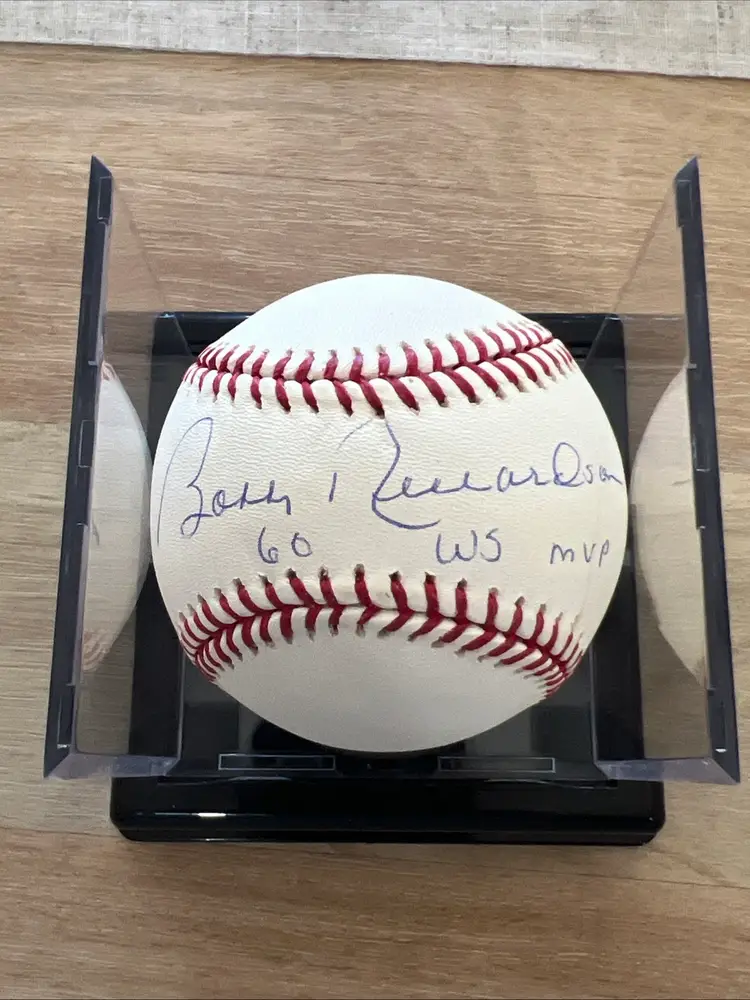Bobby Richardson Signed Baseball Steiner & MLB Certified Autograph New York Yankees 60 WS MVP Inscribed w/ Display Case
