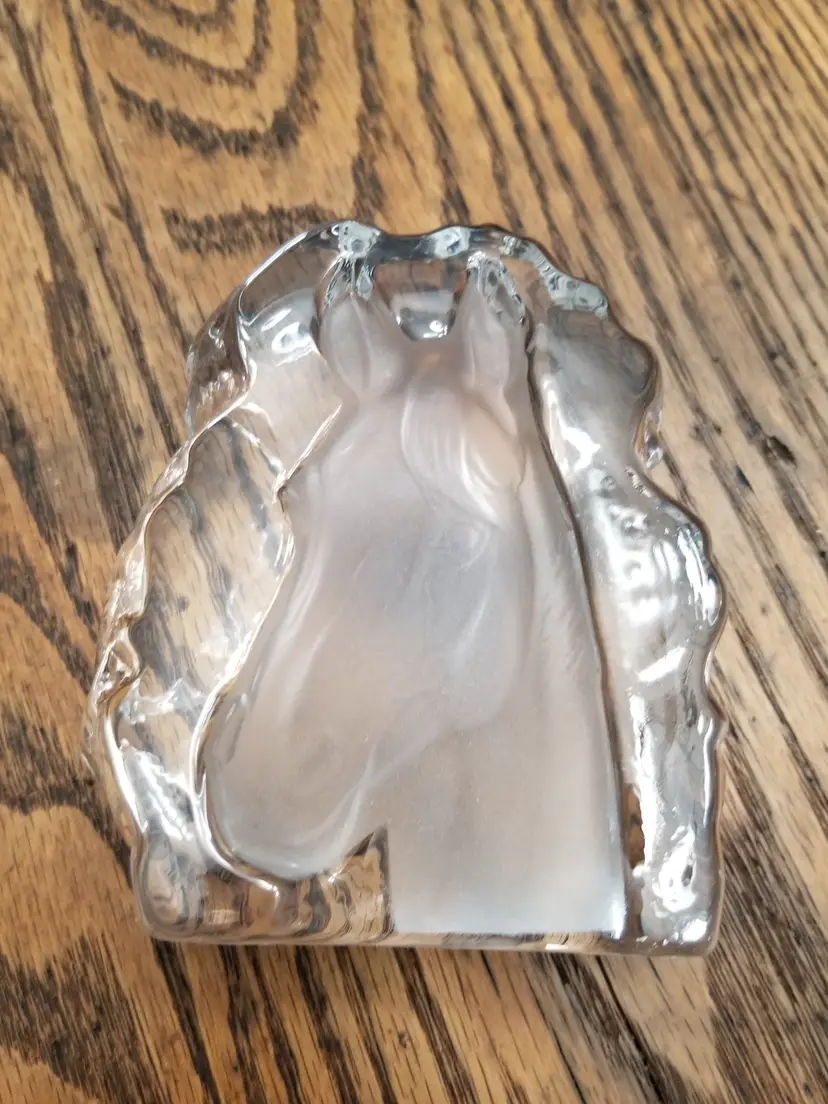 Vintage Cristal D'Arques Crystal Horsehead Paperweight