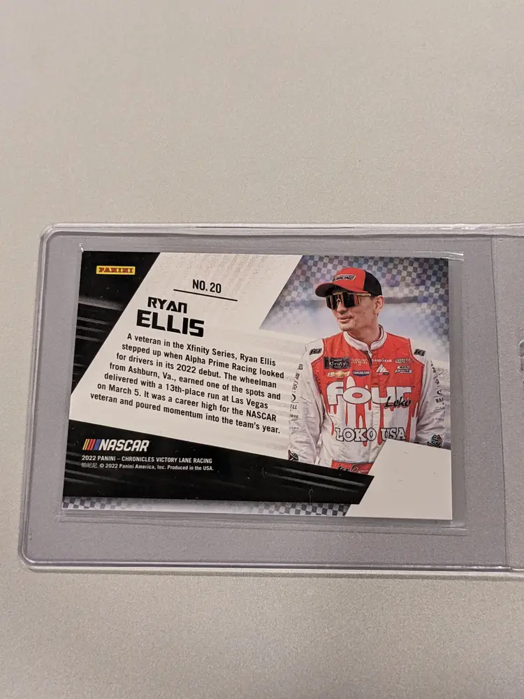 Ryan Ellis 2022 Panini Chronicles - Victory Lane Racing Pedal To The Metal Rookie #20