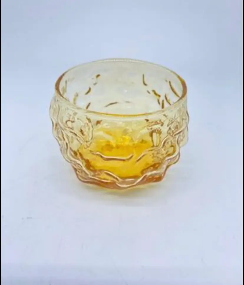 Vintage Amber Crinkle Glass Votive Or Glass
