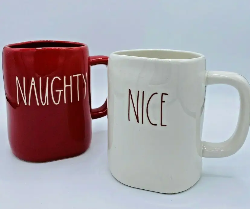 RAE DUNN Red Naughty and White Nice Mugs Christmas Holidays