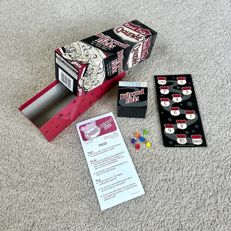 Road Trip Quizwit HOLLYWOOD FLICKS Trivia Game - 2005 Patch Products - Complete!