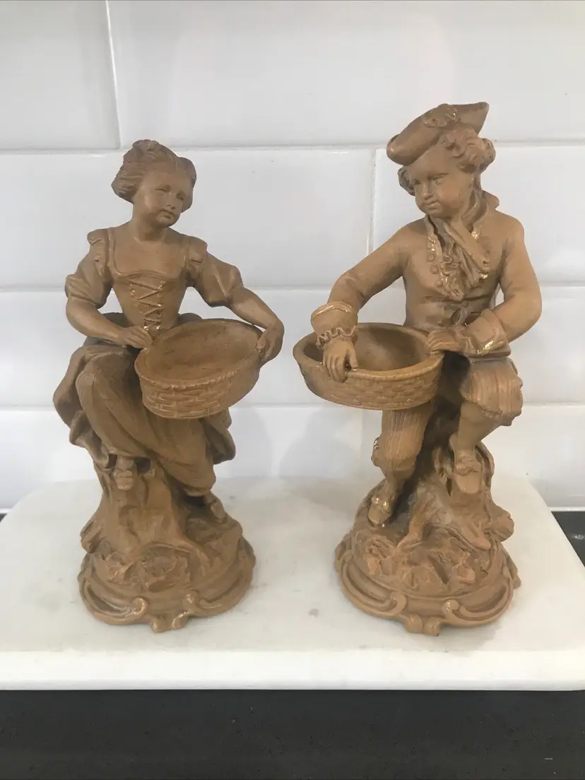 Vintage Terracotta Sculptures Signed And Numbered Victorian See Description
