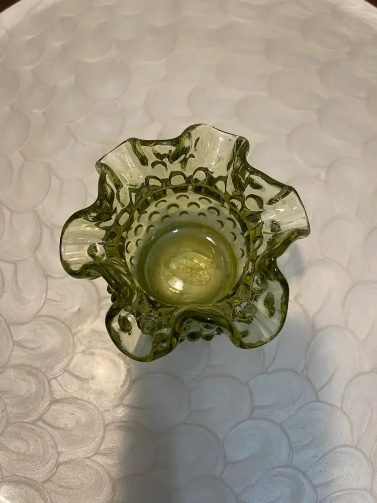 Fenton Green Hobnail Small Rose Bowl