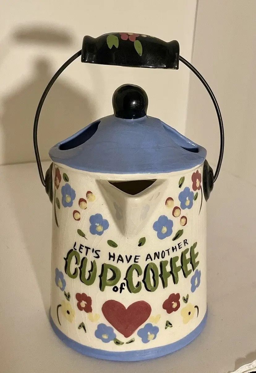 Vintage Wall Pocket California Cleminson's Let's Have Another Cup of Coffee