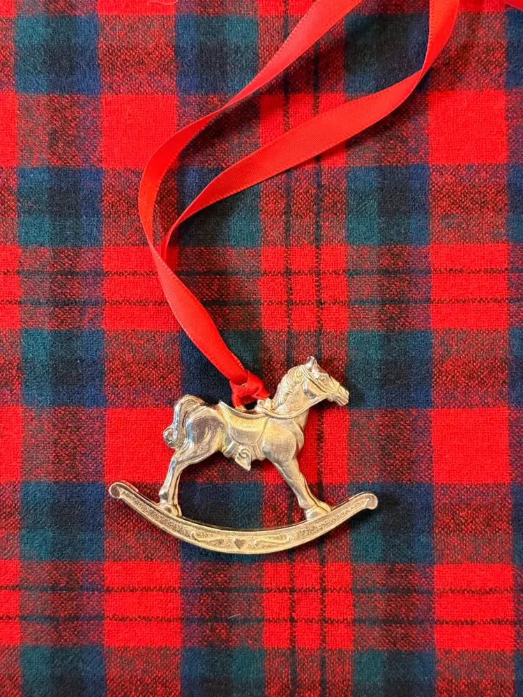 Vintage Silver-Plated Rocking Horse Ornament
