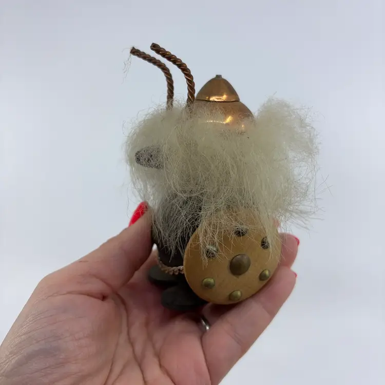 Wooden Vtg Viking Troll Figure 4.25”