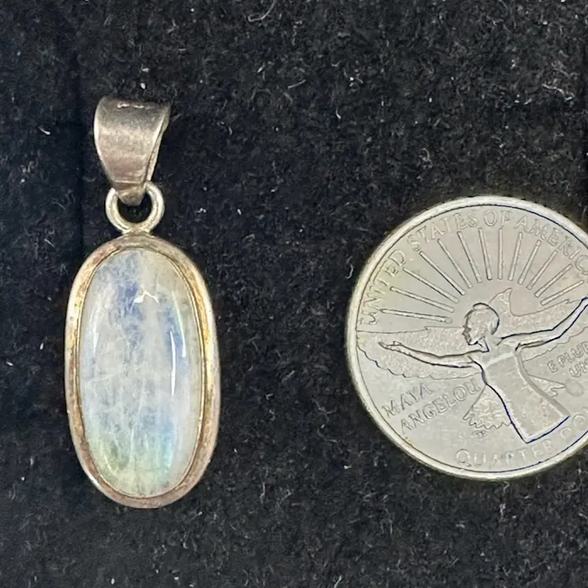 Large Gemstone Rainbow Opal/Moonstone Sterling Silver Pendant