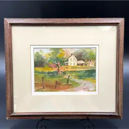 Old, rustic farmhouse, watercolor art, signed by artist very nicely done