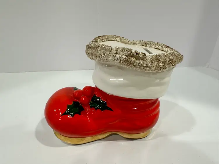 Vintage Spaghetti Santa Claus Programs SCP Santa Boot Bank