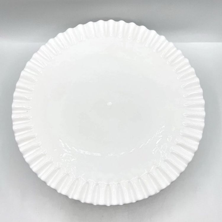 FENTON White Milk Glass Hobnail Cake Plate Stand Ruffled 12.5" x 5.5"  *READ