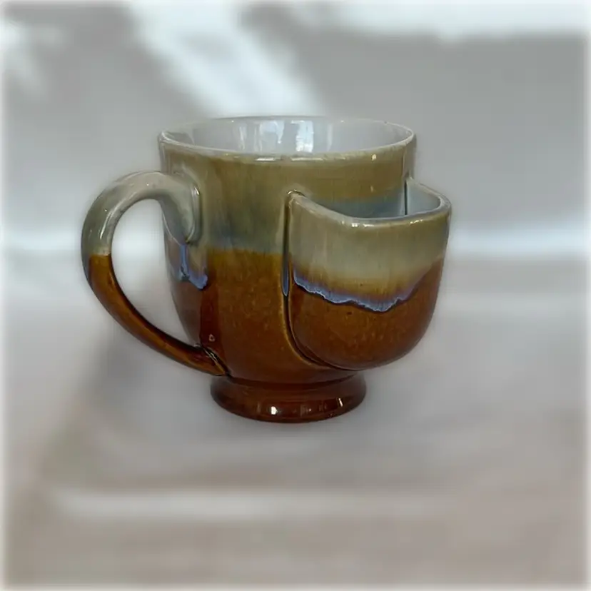 Ceramic Mug With Tea Bag Holder, Drip Glaze 12 Ounce Capacity