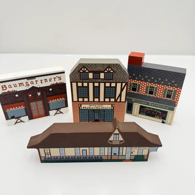 Lot Of Four Collectible The Cats Meow Vintage Buildings