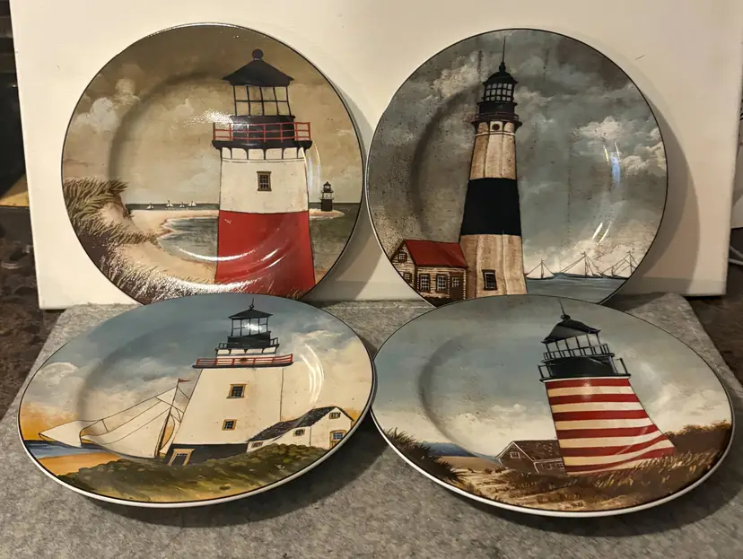 David Carter Brown " By The Sea" Lighthouse 8" Plates #2911
