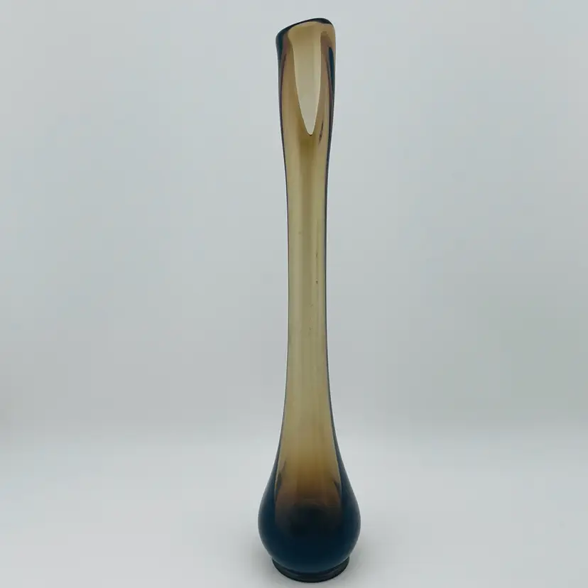 Vintage Viking MCM Root Beer Glass Swung Stretch Vase - 11.75”