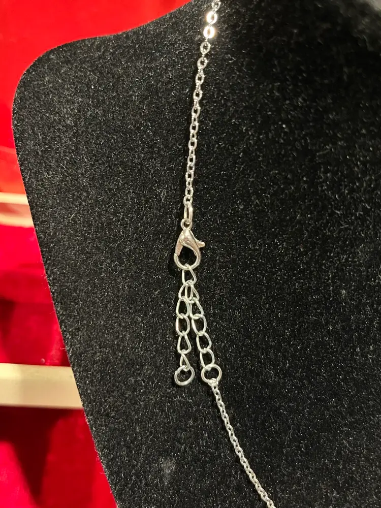 Glass Pendant Over Pink Marble Design Necklace