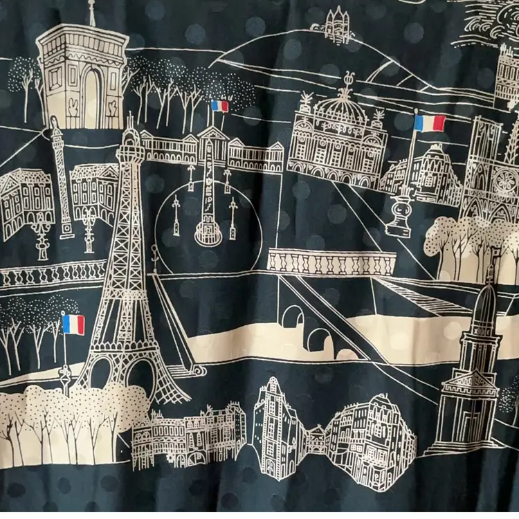 BBB Zazou Luxe 100% Silk Scarf Paris Cityscape Eiffel Tower Print 63" x 10.5"