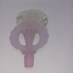 Vtg Fenton Frosted Pink Trellis Glass Perfume Bottle w/Stopper Floral