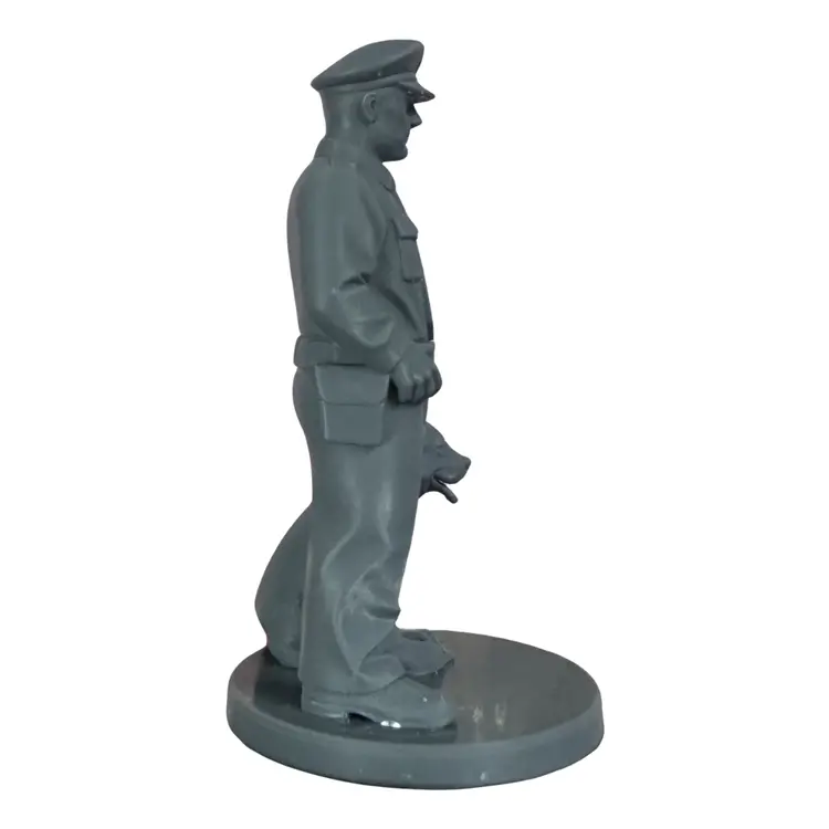 Police K-9 Officer Figure 100mm | Law Enforcement Collector Display | Unpainted 3D Printed Mini Statue | K9 Handler + Dog Diorama