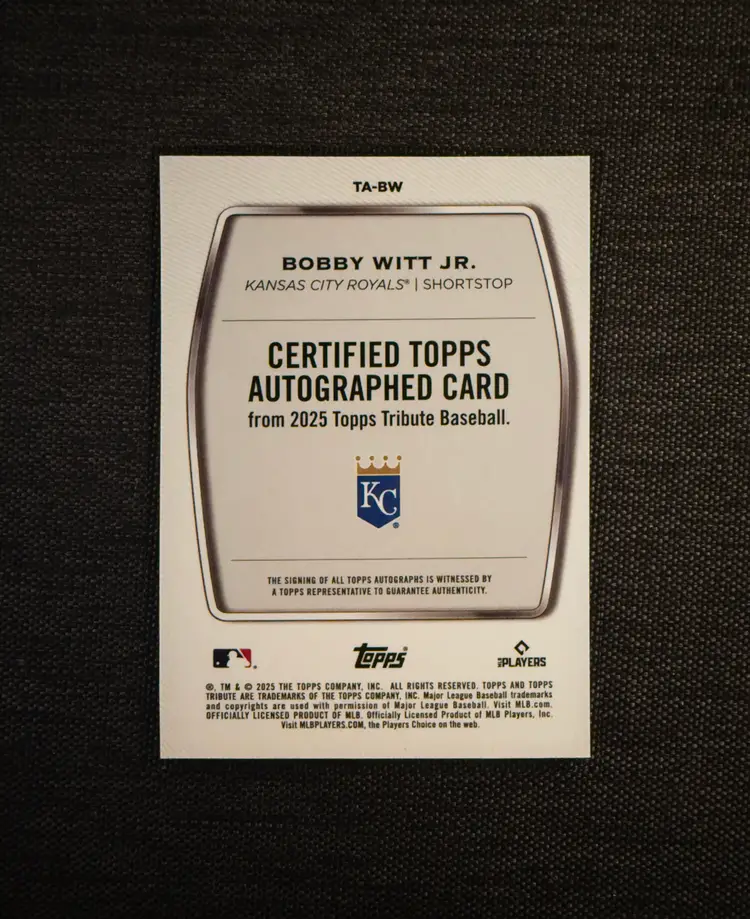 Bobby Witt Jr: 2025 Topps Tribute - Autograph - Orange - 2/25 / #BA-TW