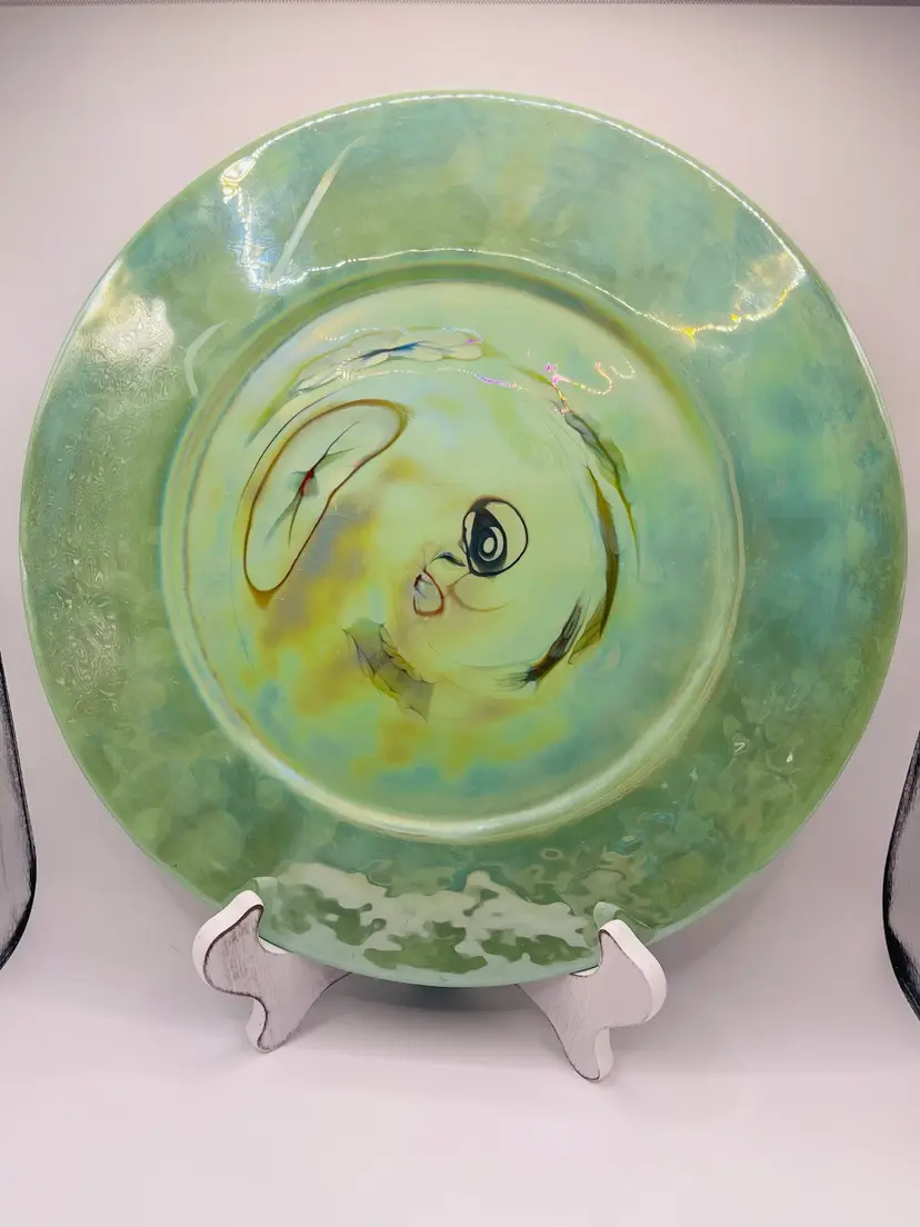 Green Iridescent Millefori Yalos Casa Murano Plate