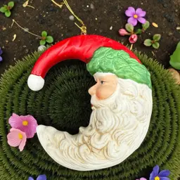 Vintage Christmas Ornament Santa Claus Head Moon Ceramic Midwest Importers