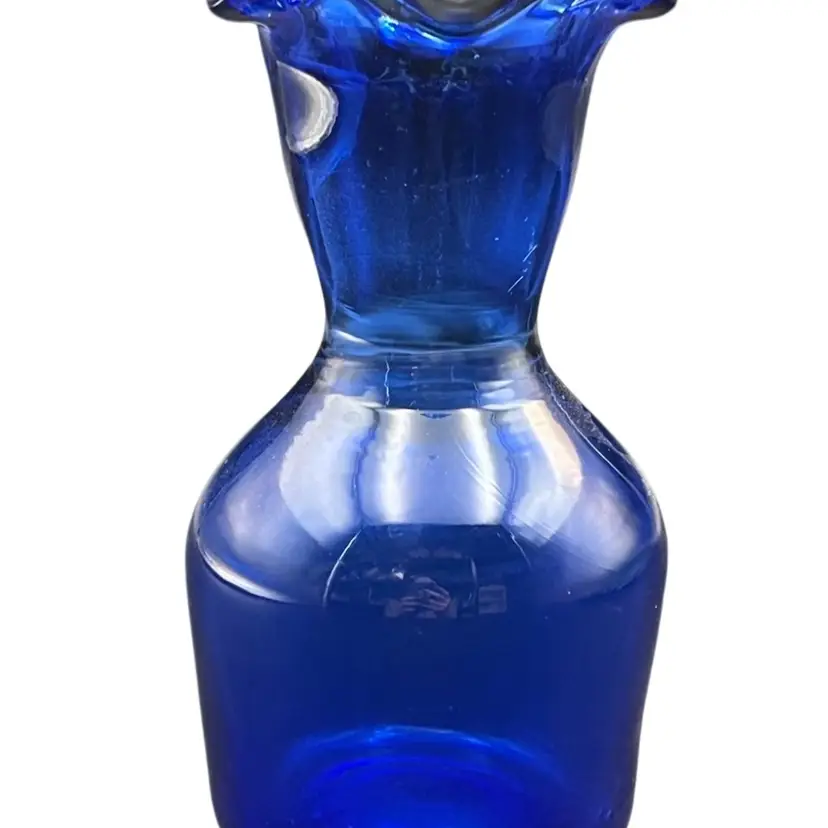 Cobalt Blue Blown Vase W/ Ruffled Rim