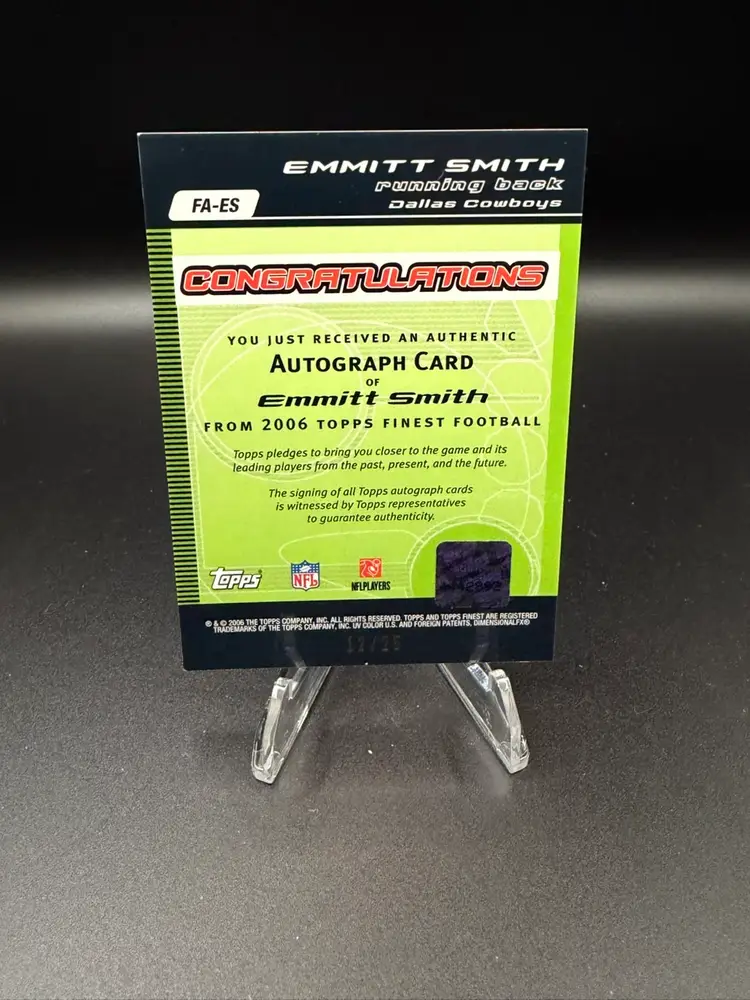 2006 Topps Finest Autographs Emmitt Smith Refractor /25 #FA-ES