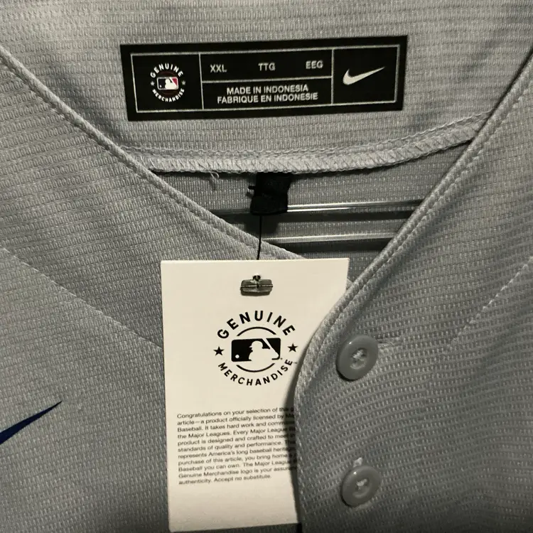 $150 Men's Los Angeles Dodgers Nike Gray Away Replica Player Jersey 2XL