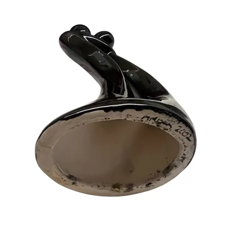Vintage 1999 Avery Creations Statue Figurine Glossy black ceramic abstract couple in a Loving embrace. modernistic, flowing lines. Apx 10”