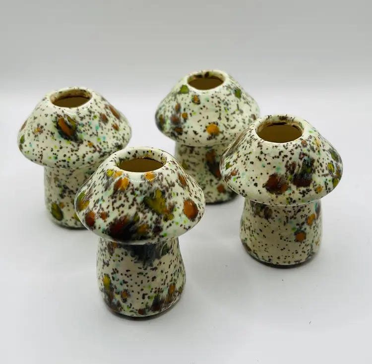 For Ceramic 2 1/2 Inch Mushroom Vintage Beads +31 Inch Beads