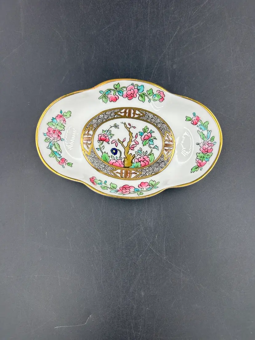 Vintage Coalport Indian Tree Small Oval Trinket Dish Tray Made In England