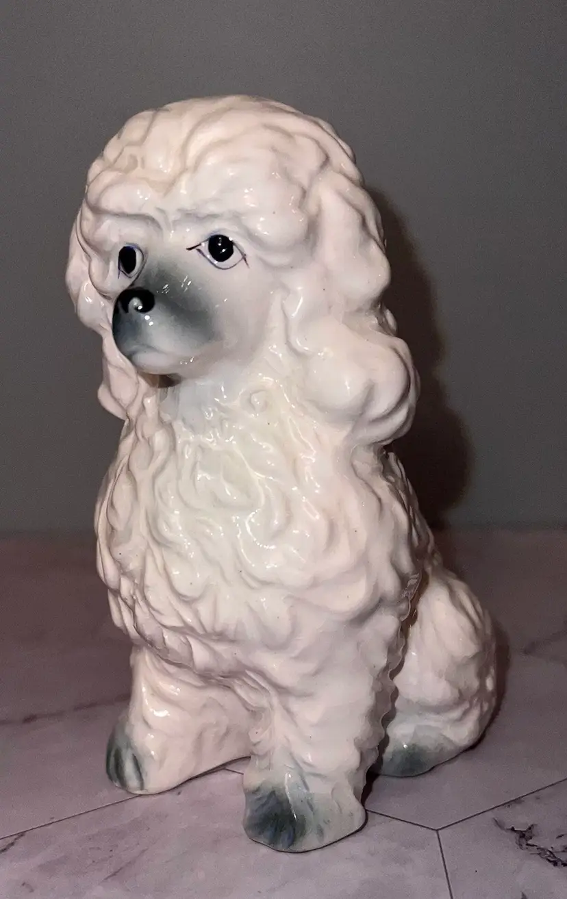 Vintage Ardco White Sitting Poodle Figurine 5”