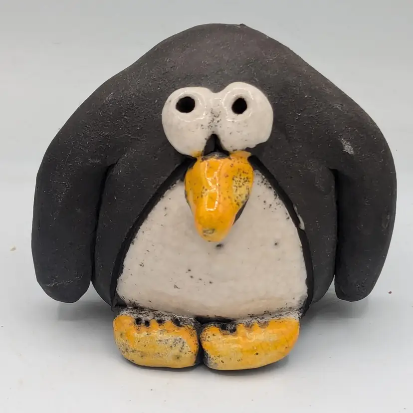 Raku Ceramic Penguin. By Nancy Stavold