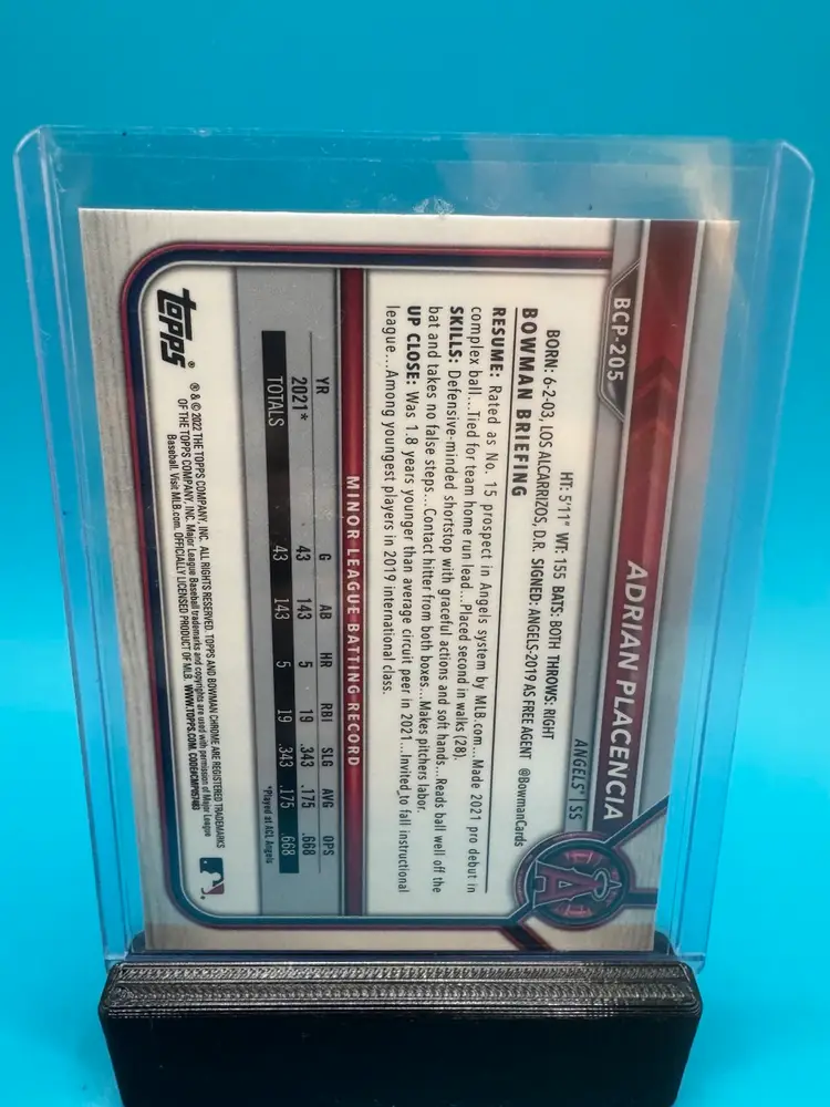 Adrian Placencia 1st Bowman Sapphire Los Angeles Angels