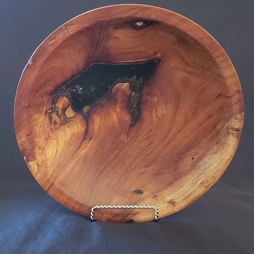 Trinket Carved Wood Bowl Dish Tray Natural Rustic 9 1/4" Diameter