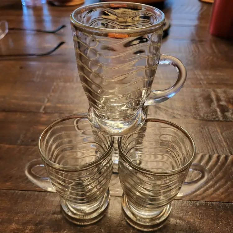 Vintage MCM Rare KSA Drinking Glasses Handle Gold Trim 4oz Set of 4 Juice Coffee