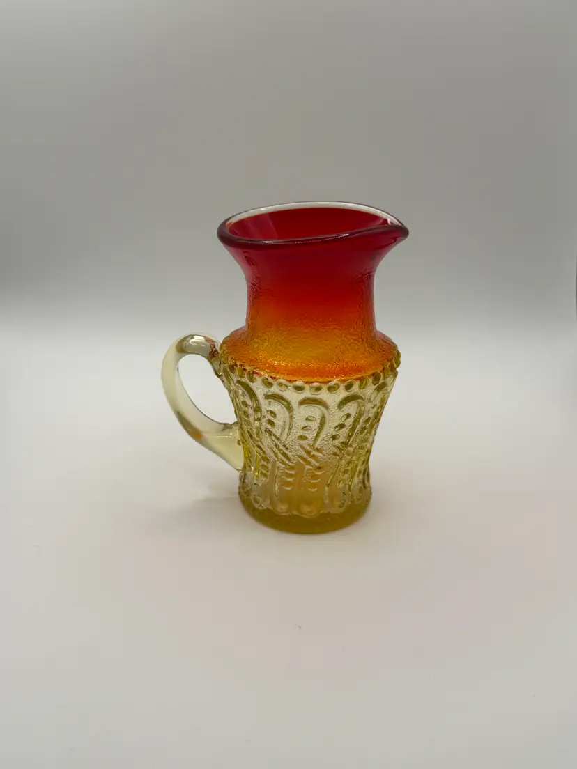 Vintage Glass Amberina Hand-blown Miniature Pitcher 4.25"