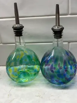Hand blown Oil And Vinegar Cruet Set
