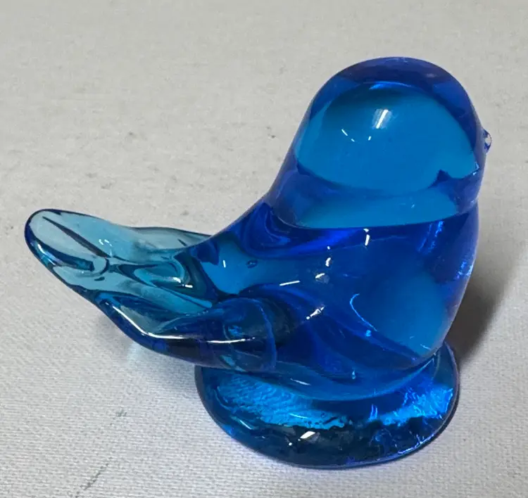 Bluebird of Happiness Signed Leo Ward Blue Glass Bird 1993