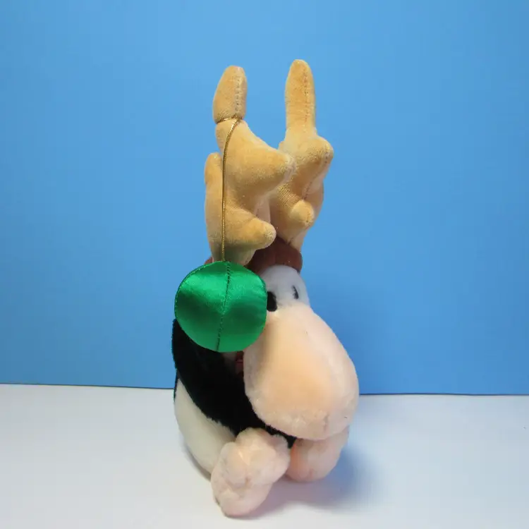 vintage 1985 Dakin Opus penguin reindeer with ornament Christmas stuffed animal