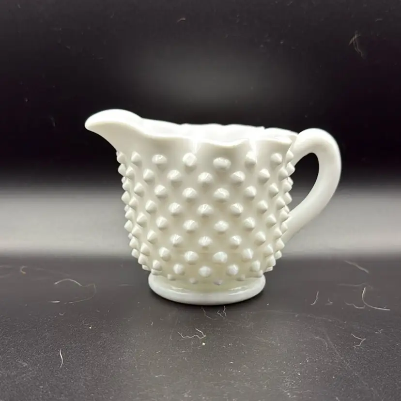 Fenton Hobnail Milk Glass Creamer 3in