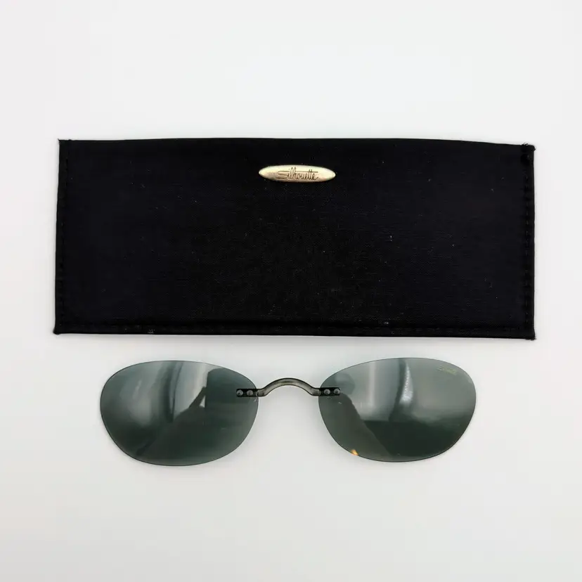 Silhouette Sunglasses Clip-on 6460 Dark Grey Oval Polarized Lens w Sleeve Case