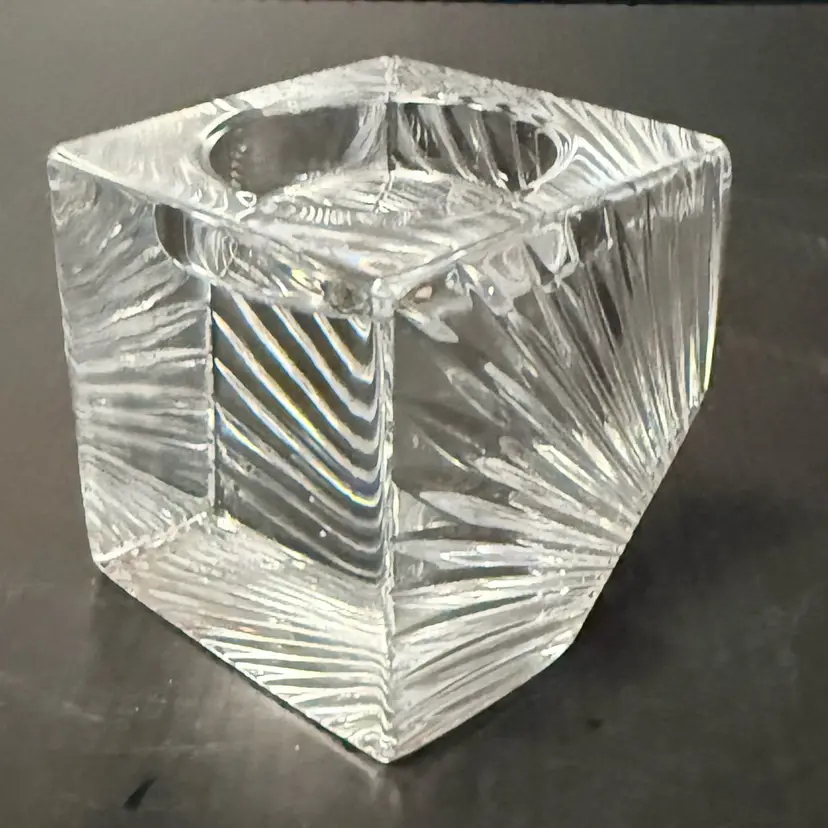 Waterford Crystal Square 2.5" Small Tea-light Candle Holder Geometric Design