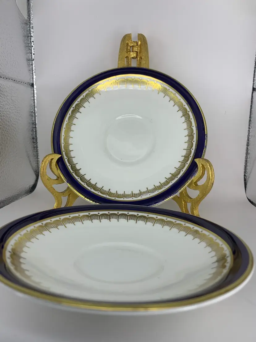 Aynsley English Fine Bone China, Embassy Cobalt Saucers only. 5 3/8” in diameter.