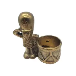 Enesco Brass Toy Soldier Drummer Votive Candleholder Holiday Decor