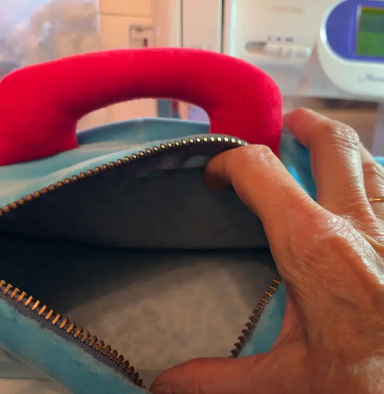 “Turn Up the Cute” Purse – Upcycled Boombox Plushie Bag with Red Handle & Dangly Feet