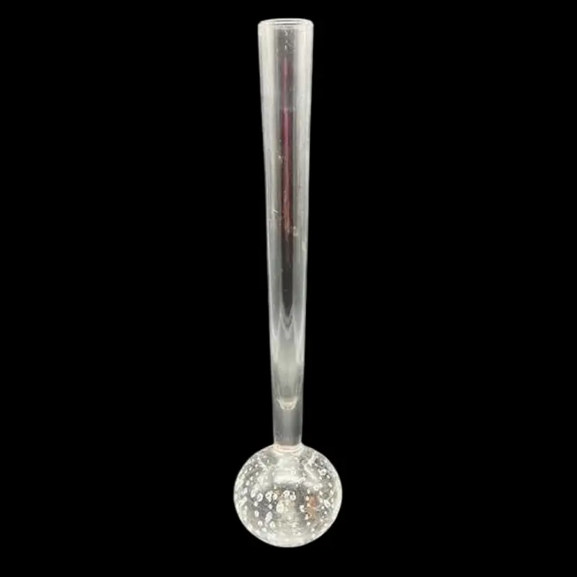 Clear Glass Bud Vase - Controlled Bubbles 10" tall Made in Portugal