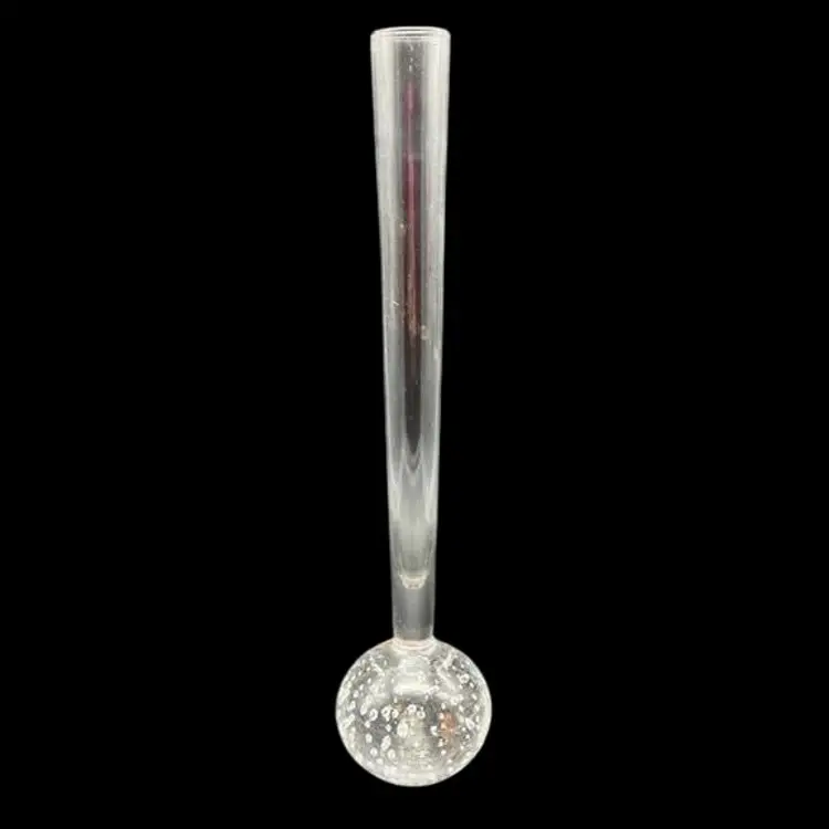 Clear Glass Bud Vase - Controlled Bubbles 10" tall Made in Portugal